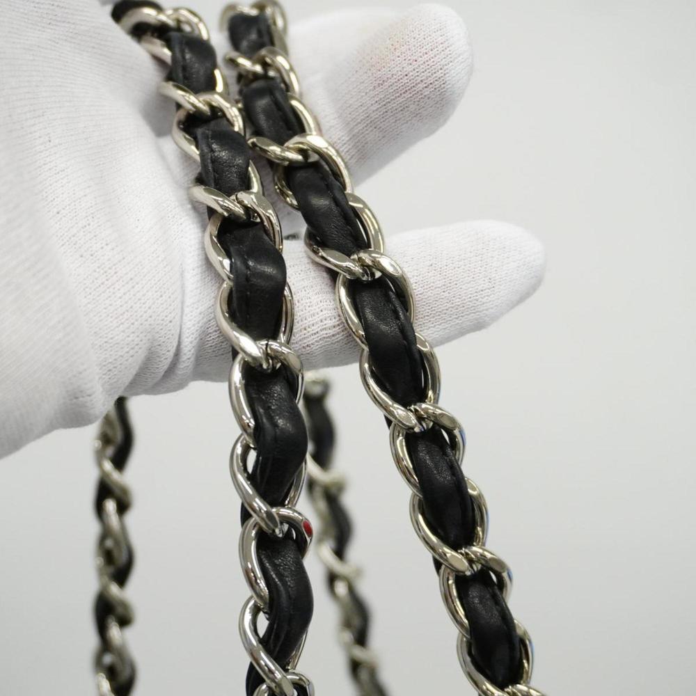 CHANEL Tote Bag Matelasse Chain Shoulder Lambskin Black Silver Hardware Women's - Picture 9 of 10
